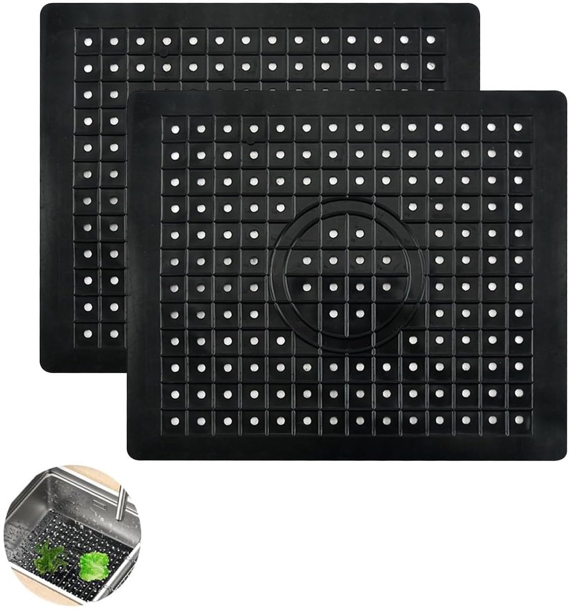 Solidchoice - Set van 2 Gootsteenmatten voor Keuken met Rubber Bescherming