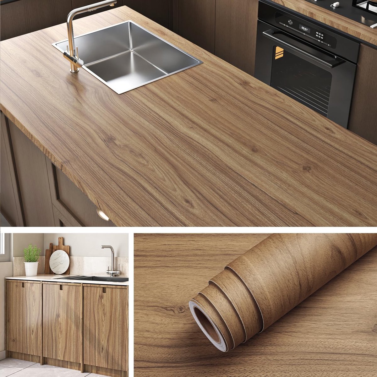 Solidchoice - Zelfklevende Folie voor Werkblad - Hittebestendige Houtlook voor Keuken