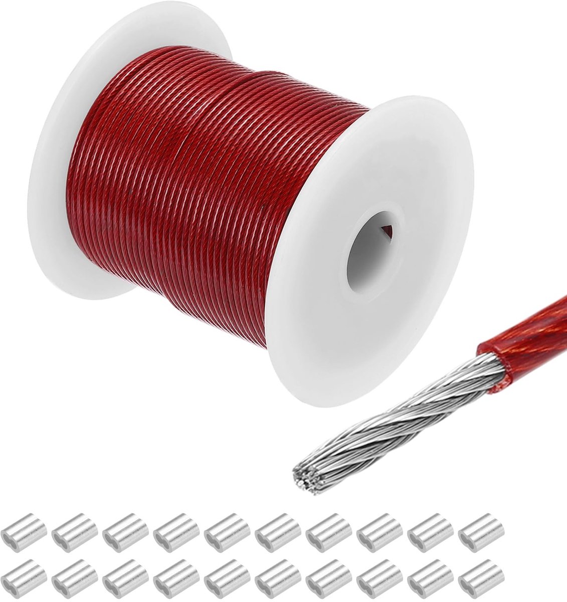 Solidchoice - 60 m RVS Kabel met 20 Aluminium Beugels voor Diverse Toepassingen