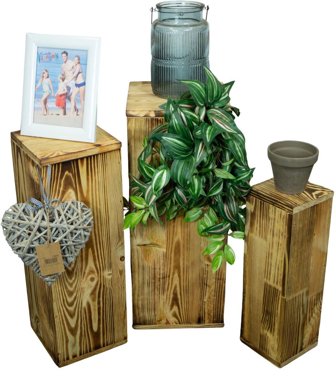 Solidchoice - Set van 3 Decoratieve Houten Zuilen