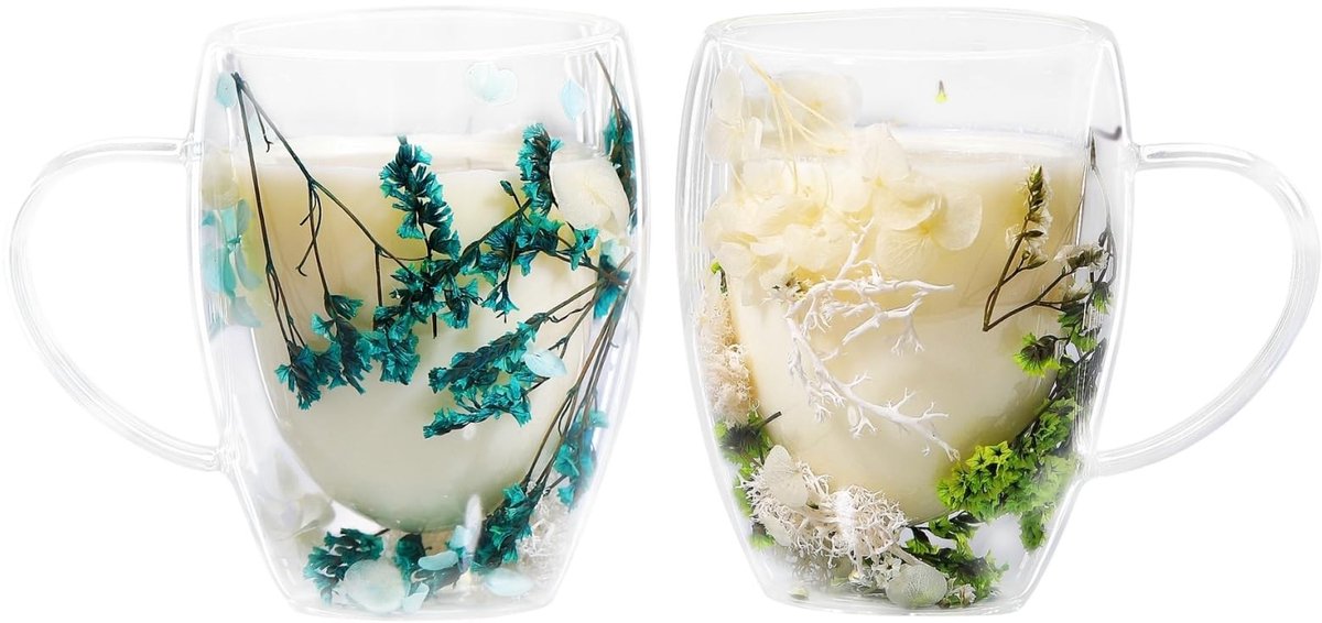 Solidchoice - Dubbelwandige Latte Macchiato Glazen met Gedroogde Bloemen