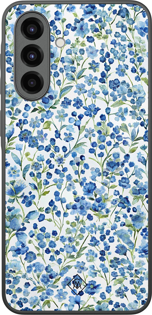Casimoda® hoesje - Geschikt voor Samsung Galaxy A37 - Vintage Blue Floral - Zwart TPU Backcover - Bloemen - Blauw