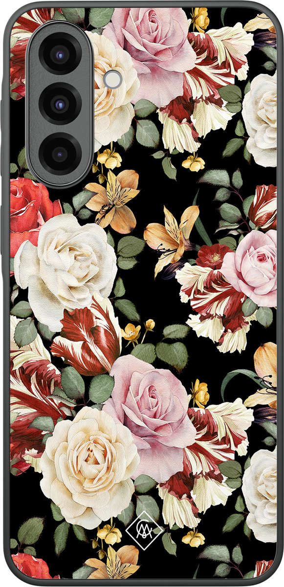 Casimoda® hoesje - Geschikt voor Samsung Galaxy A37 - Bloemen flowerpower - Zwart TPU Backcover - Bloemen - Multi