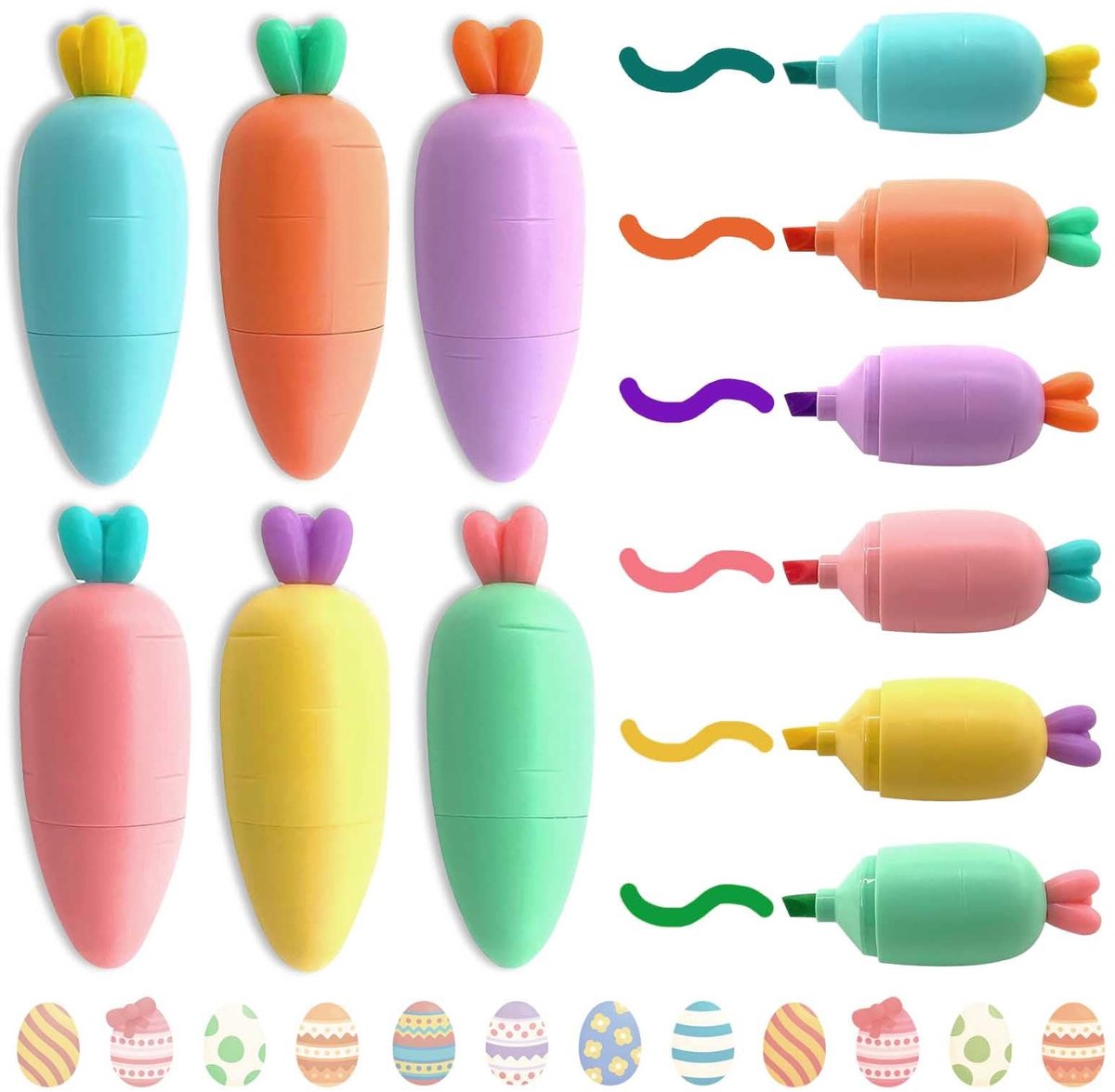 Solidchoice - 12 Stuks Mini Hooglighters in Wortelvorm voor Kinderen