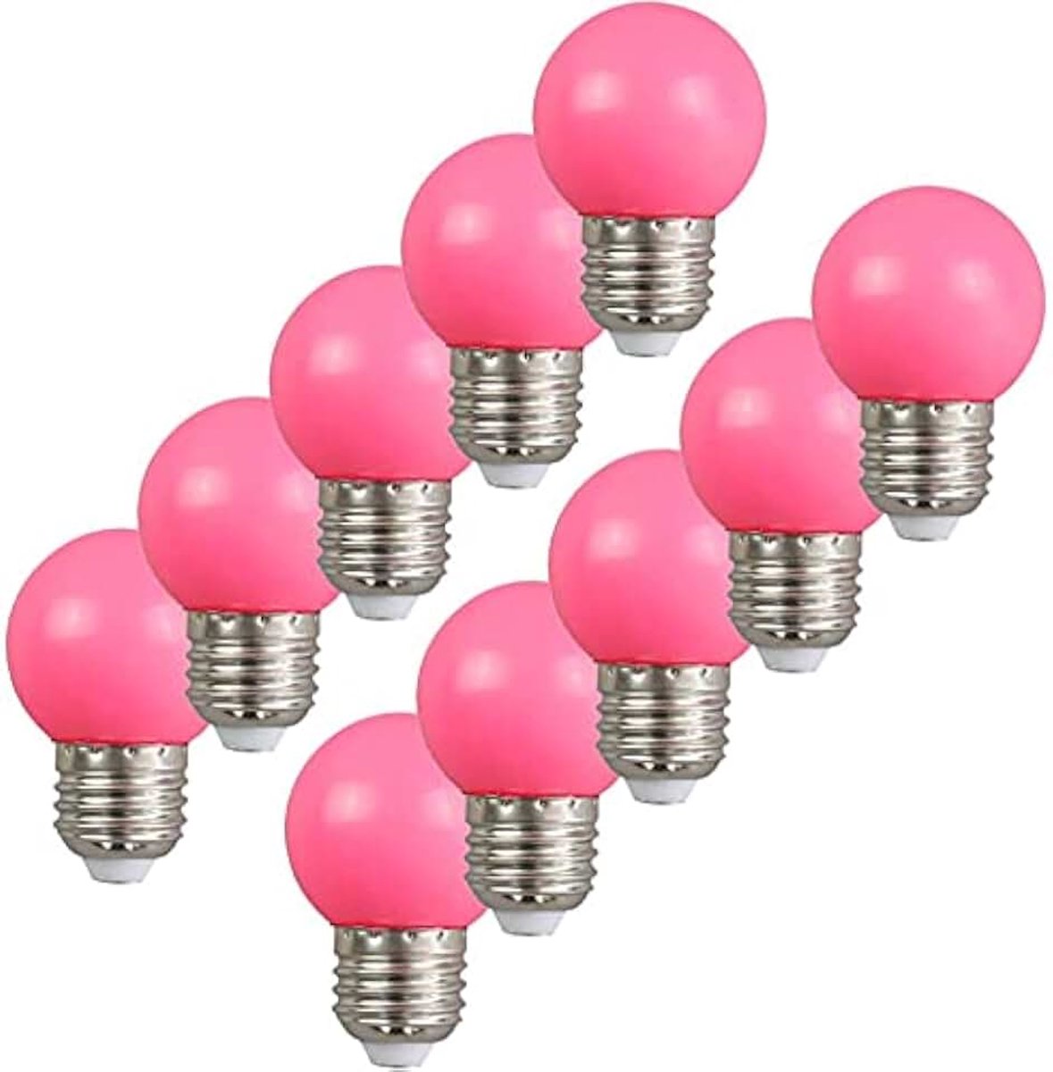 Gloeilamp met spiraalkap, 2W, LED Edison Light, Pink Golf Light, Halloween, Christmas, 10 pakjes
