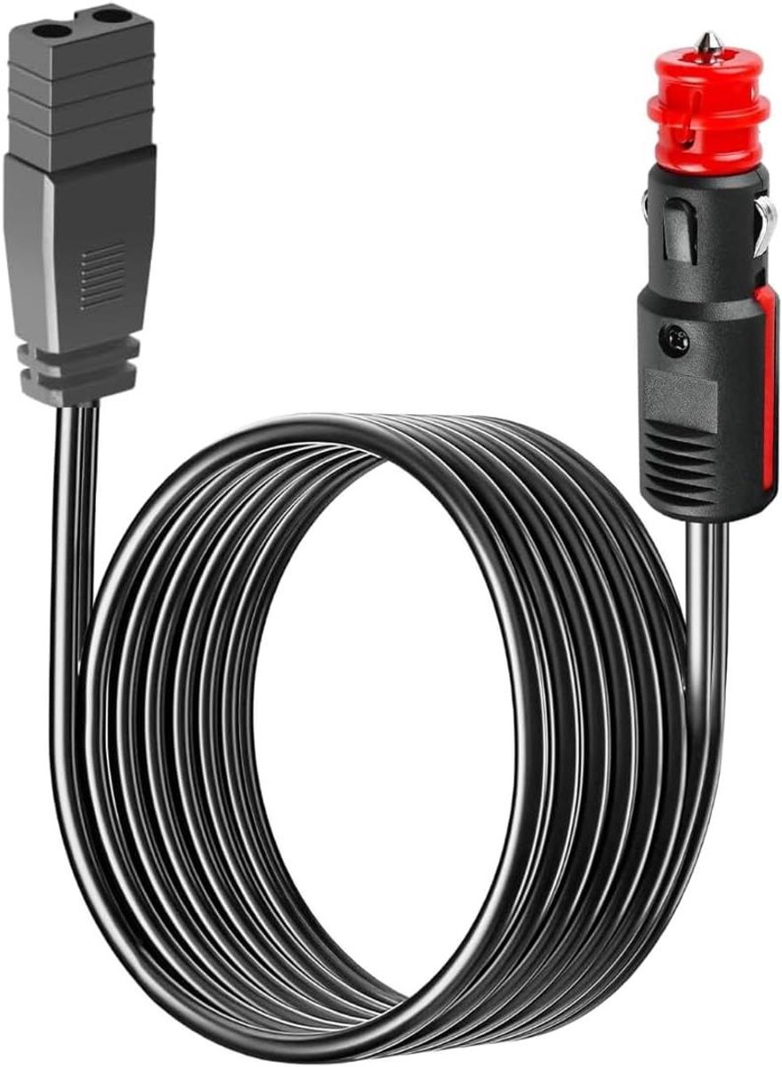 Koelbox Kabel - Reservekabel Auto - Stroomvoorziening Onderweg - 12V/24V Sigarettenaansteker - 35 Meter - Zwart