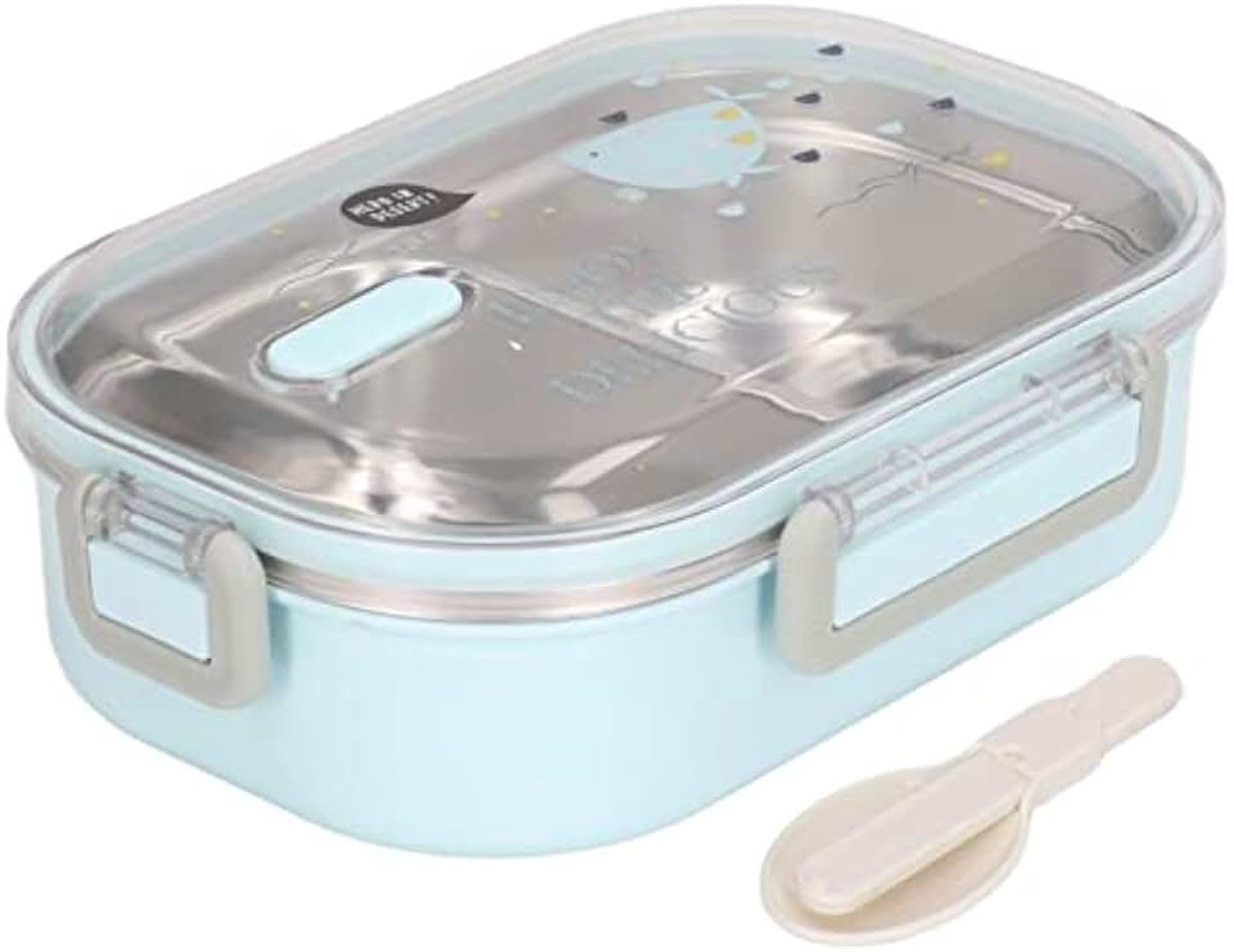 Lunchbox met Thermische Isolatie, Compartiment Tiffin Box Eco-vriendelijke Lunchboxen voor Volwassenen(Transparante blauwe vis)