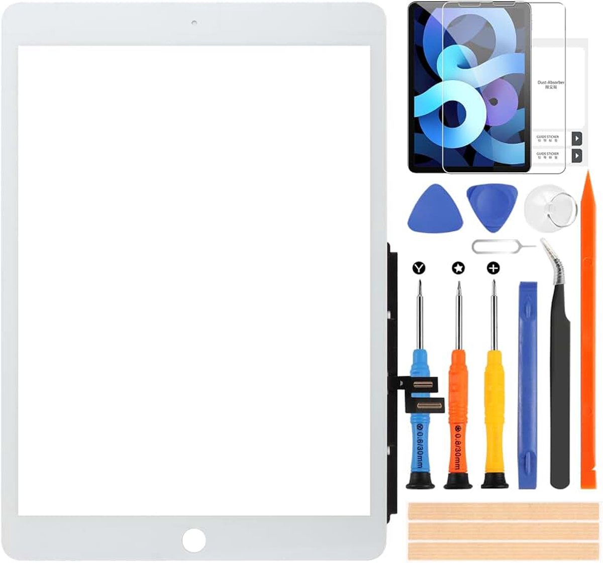 Touchscreen voor iPad 7/8 2019 2020 7e 8e digitizer Touchscreen Panel Kit Reparatieonderdelen, Geen Home-knop, voor iPad A2197 A2198 A2200 A2270 A2428 A2429 A2430 (10,2 inch, niet LCD)