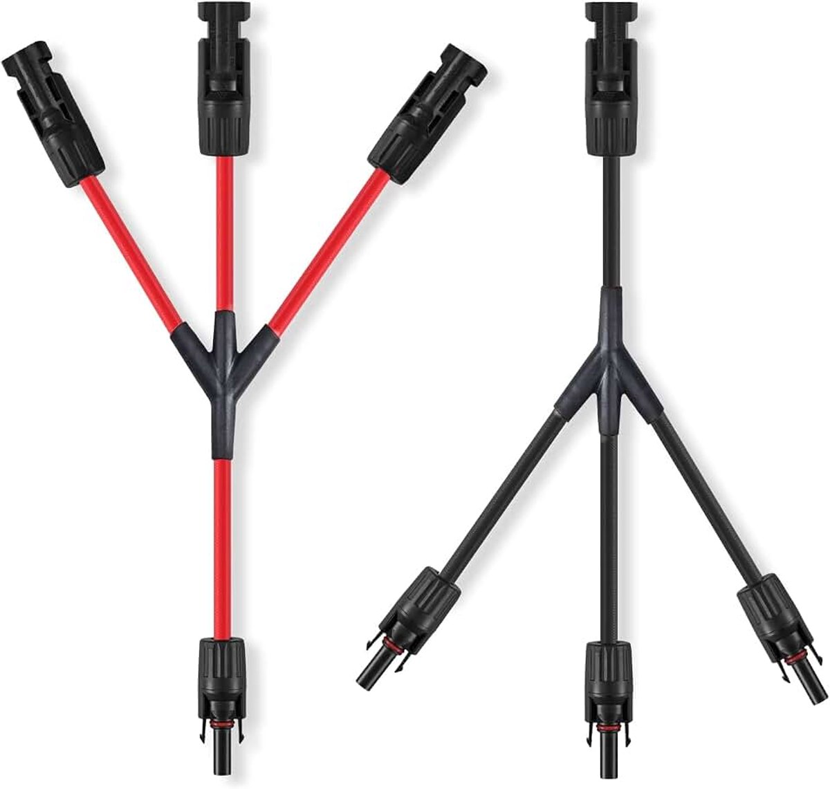 4 mm² zonnekabel Y splitter, 1Y3 12AWG zonnepaneel Y stekker zonnepaar MMMF en FFFM, PV Y kabel voor zonnesysteem fotovoltaïsch (Rood + Zwart)