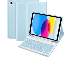 Hoes met toetsenbord voor iPad A16 11e generatie 2025/10 generatie 2022 (11/10,9 inch), afneembaar draadloos bluetooth-toetsenbord, beschermhoes voor iPad 11e/10e generatie, QWERTZ Duitse lay-out