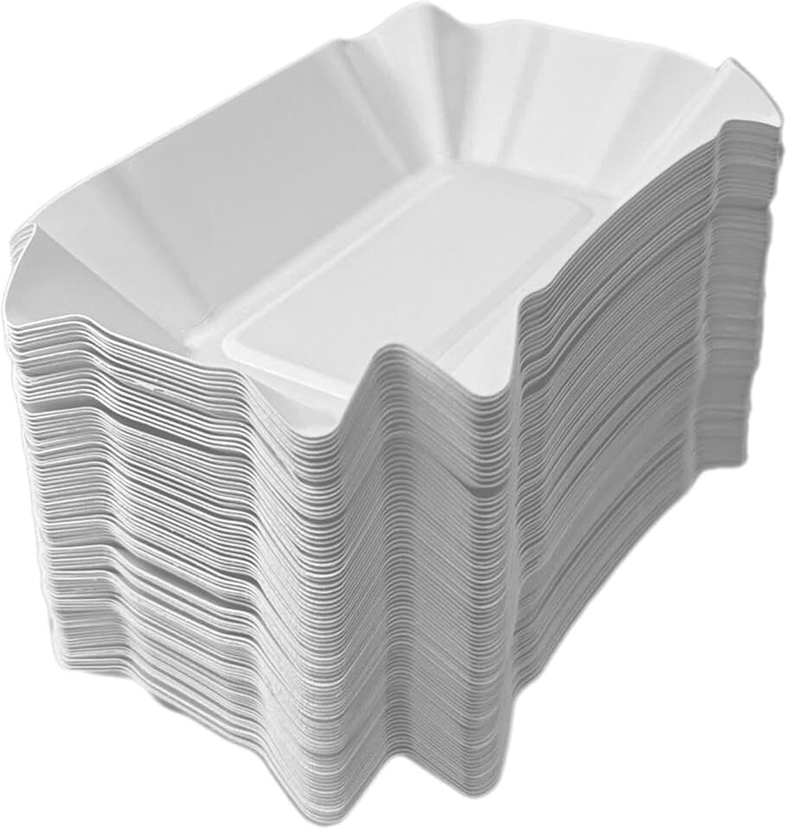 2000 stuks KU51 in wit | 9 x 14 x 3 cm frietschalen van karton & curryworst schaal | Kartonnen schalen wegwerp of wegwerpborden voor gastronomie, evenementen & privégebruik (2000)