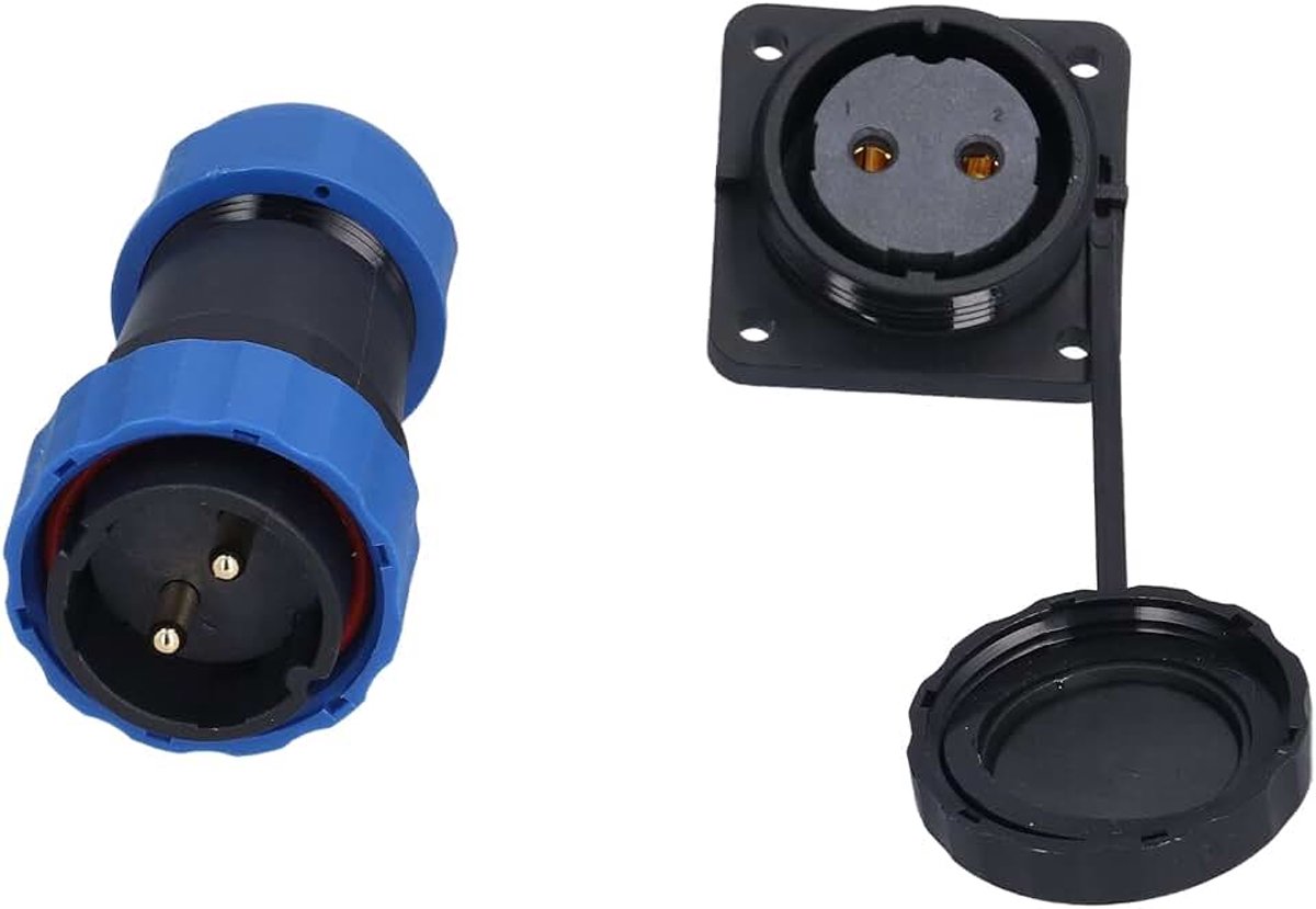 Stroomaansluiting, luchtvaartstekker, waterdichte connector, vierkant, 4 gaten, industriële soldeerstroomaansluiting, cilindrische connectoren (2-pins)