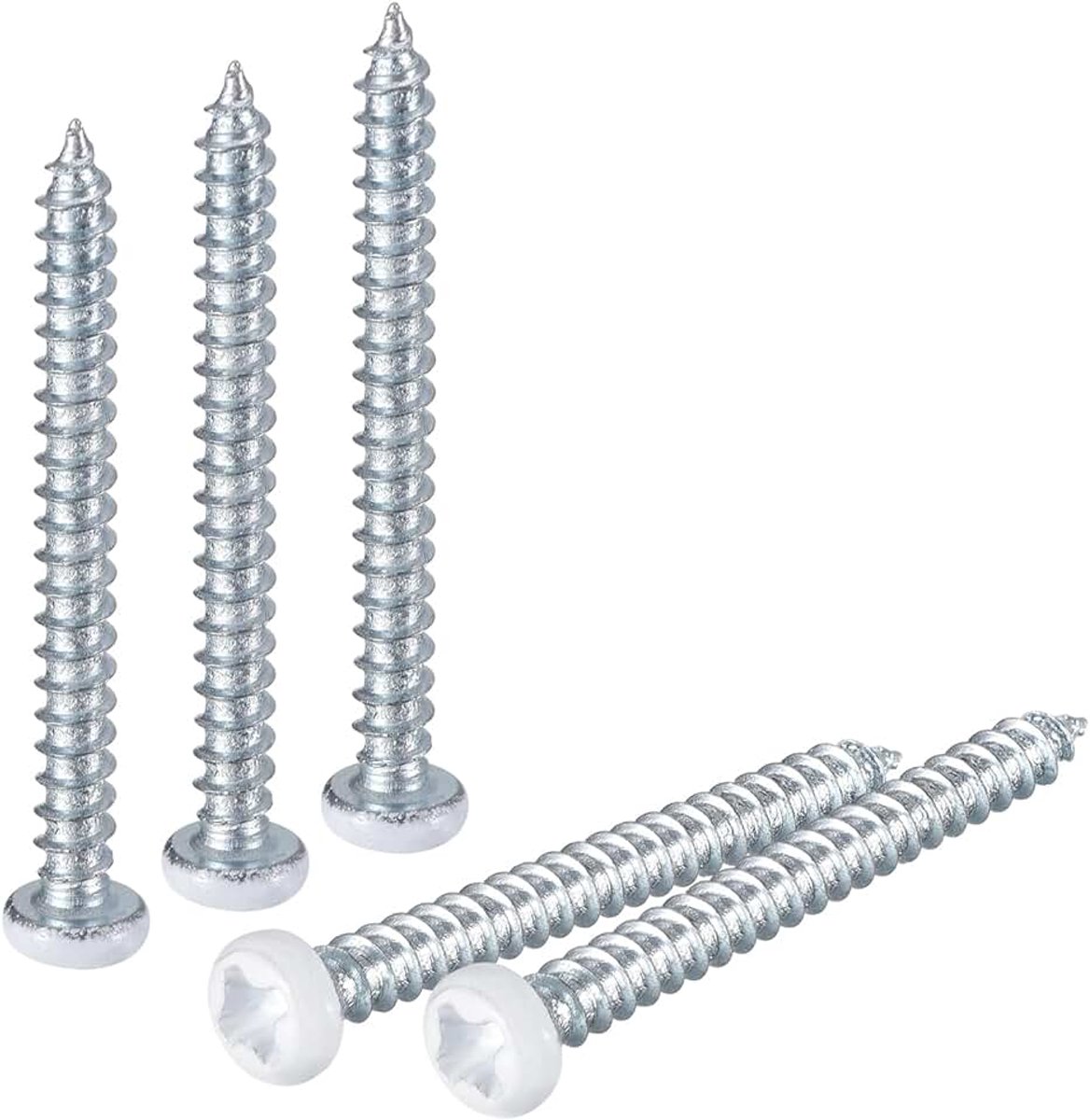25 stuks #3 x 1-3/16" witte lenskop-zelfboorschroeven van koolstofstaal, Phillips houtschroeven voor houtbewerking, zilverblauw