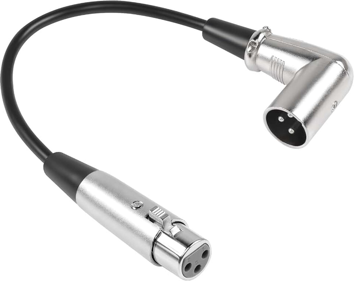 90° Hoek XLR-Microfoon, Korte Kabel 30 cm, 3-Pins Rechte Hoek Stekker Naar Bus, Symmetrische Audio Verlengkabel Voor Luidspreker, Mengpaneel, Versterker