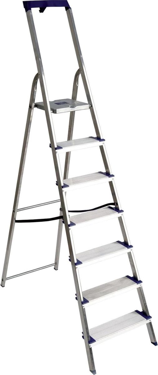 Professionele Ladder - Huishoudtrap Aluminium - Veilig Klussen - Opvouwbaar Ontwerp - 7 Treden - Zilver
