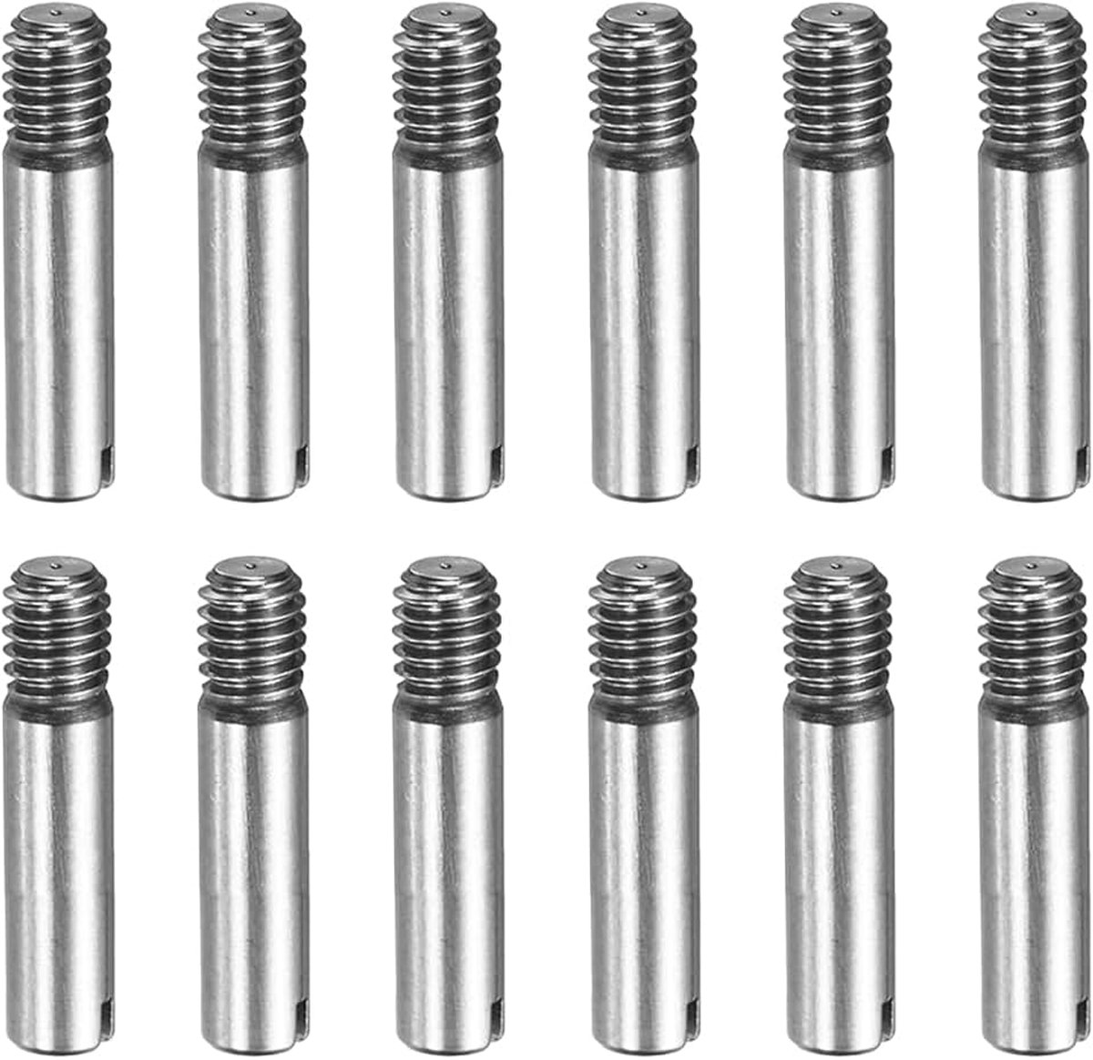12 stuks M4 x 12 mm sleufcilinderpennen, 304 roestvrij staal, pluggen, buitendraad, paspennen, planksteunpennen voor meubelmontage, doe-het-zelf project
