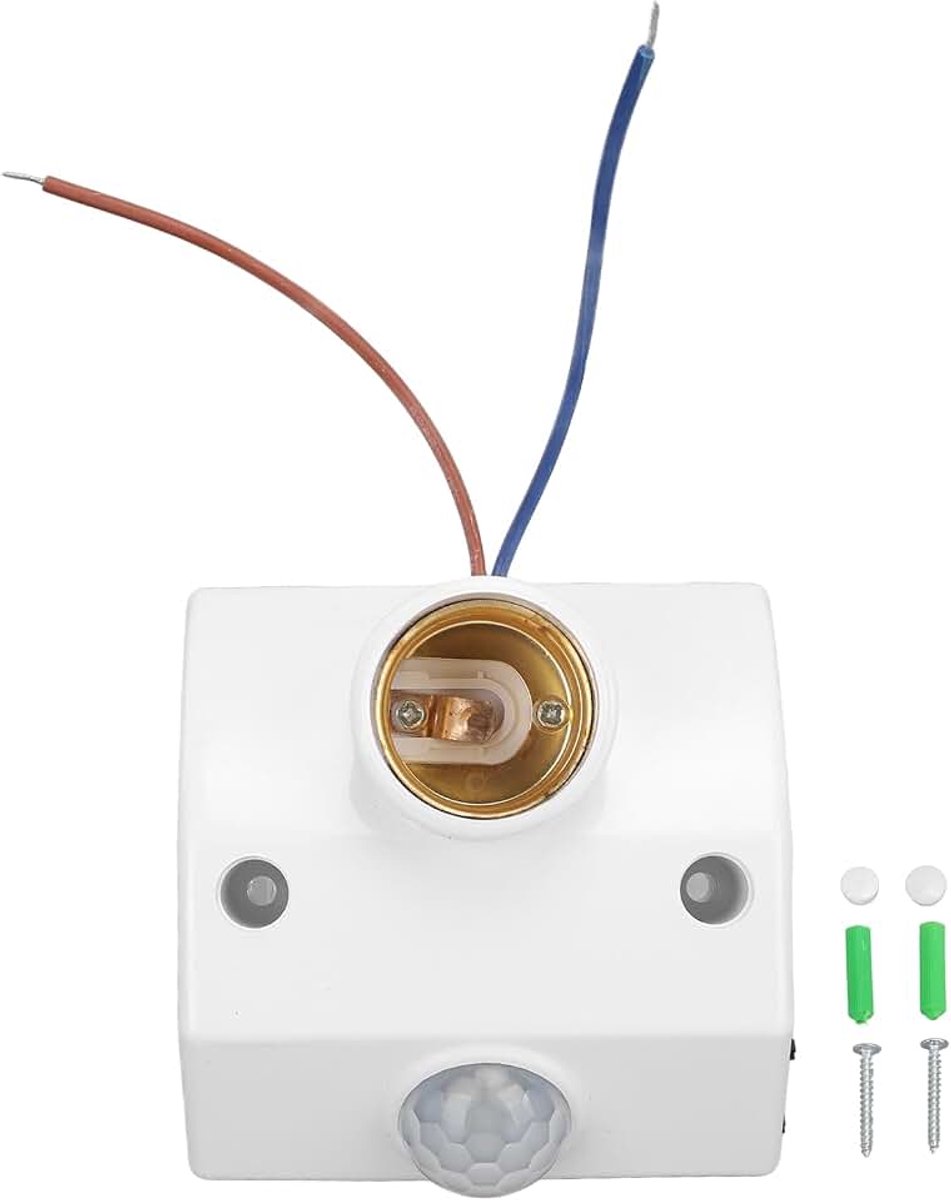 Bewegingssensor Lamphouder, Automatische Lichtschakelaar 90-240V, Slimme Sensor Adapter voor LED Lamp, Nachtverlichting voor Kelder Garage Wasruimte, ABS Materiaal