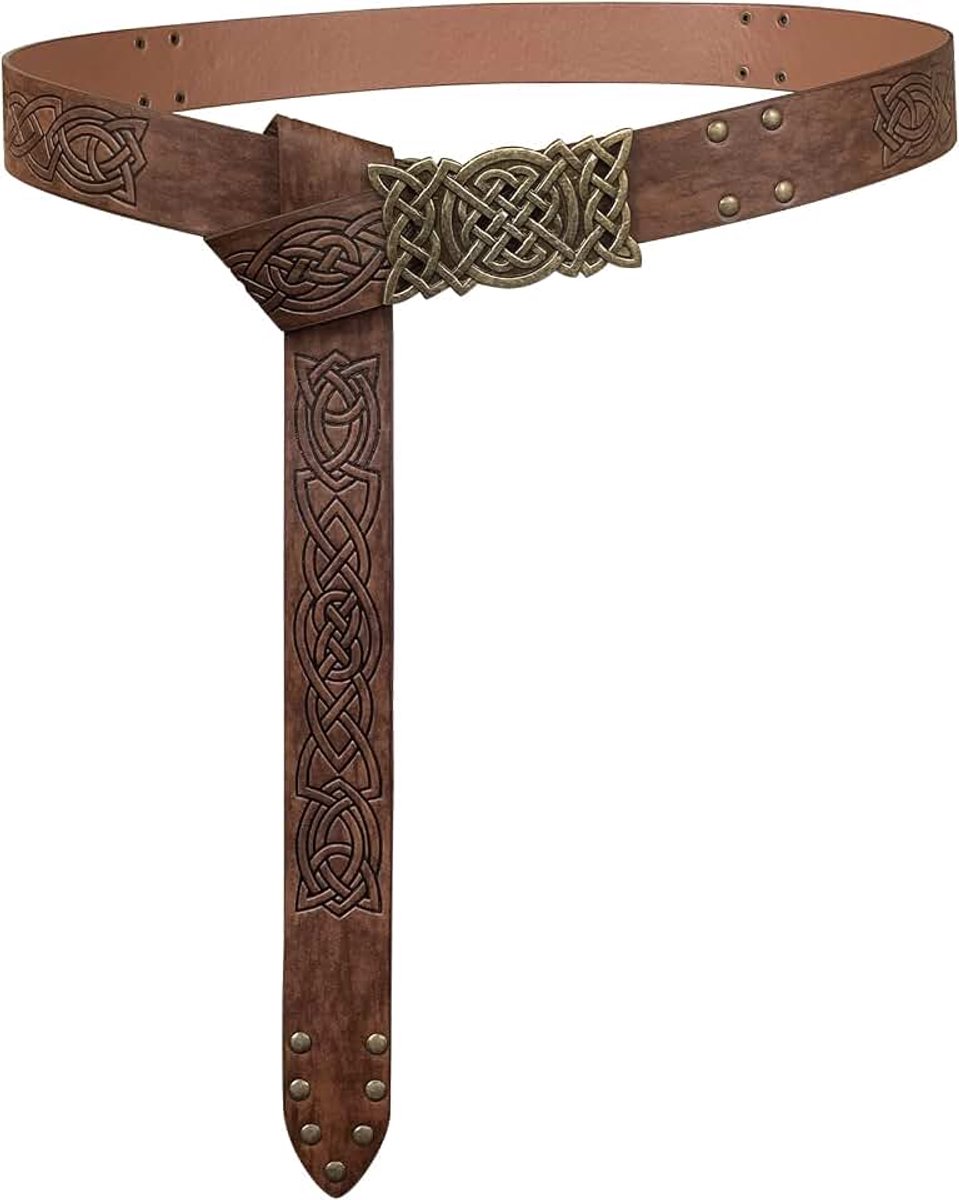 Viking Reliëf Gesp Riem, Nordic Kunstleer Ridder Riem,Retro Middeleeuwse Krijger Riem Voor LARP Cosplay Halloween