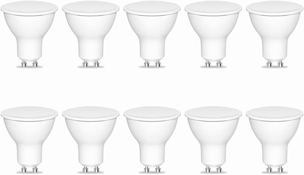 7W GU10 LED-lampen natuurlijk wit 4000K 600LM, 50W halogeenschijnwerper equivalent, AC 220-240V, 120° stralingshoek, energiebesparende GU10 LED-lampen, niet dimbaar, 10 stuks