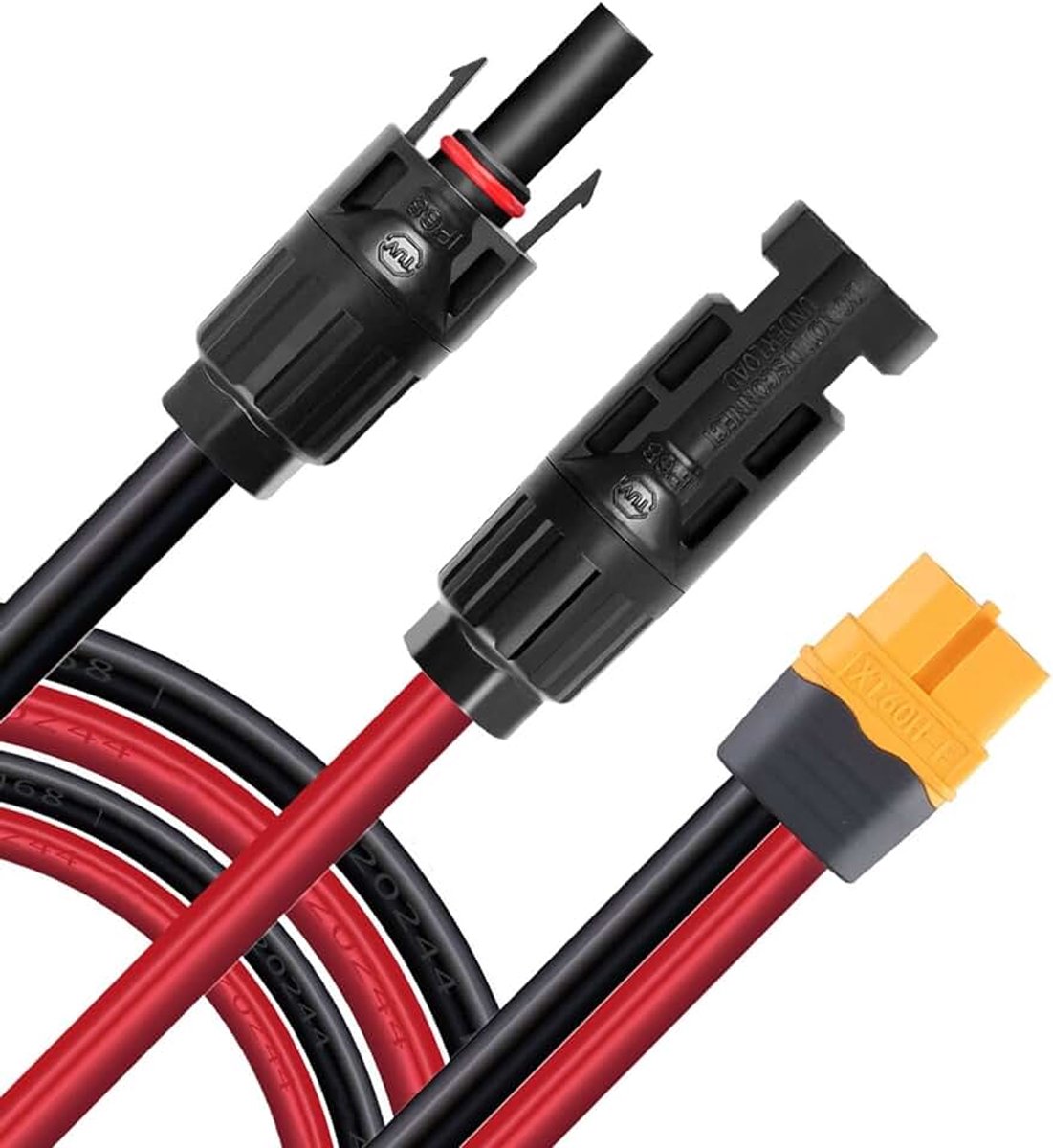 Oplaadkabel zonnestekker naar XT60 adapter stekker zonnepaneel verlengkabel 12AWG kabel compatibel met Ecoflow DELTA River 2 Max Pro Mini Bluetti zonne-generator powerstation 1,5 m