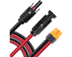 Oplaadkabel zonnestekker naar XT60 adapter stekker zonnepaneel verlengkabel 12AWG kabel compatibel met Ecoflow DELTA River 2 Max Pro Mini Bluetti zonne-generator powerstation 1,5 m