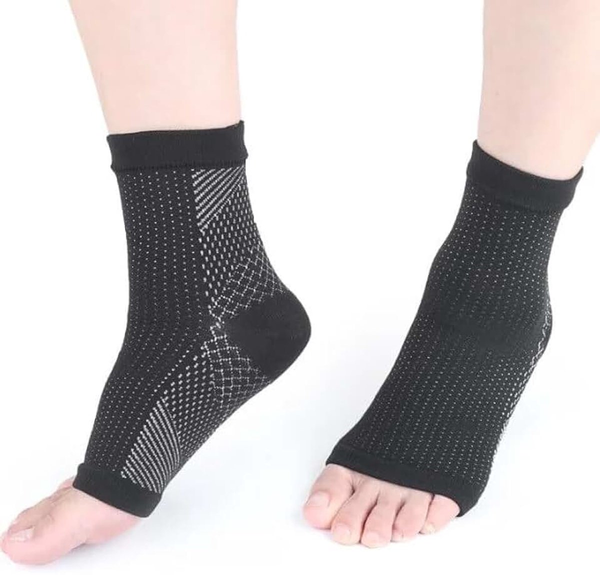 Sokken - Compressie Sokken - maat 40-46 - VoetVitaal - Neuro Socks - Slaapsokken - Bedsokken - Steunsokken - Massagesokken - Zonder Tenen (zwart, 40t/m46)