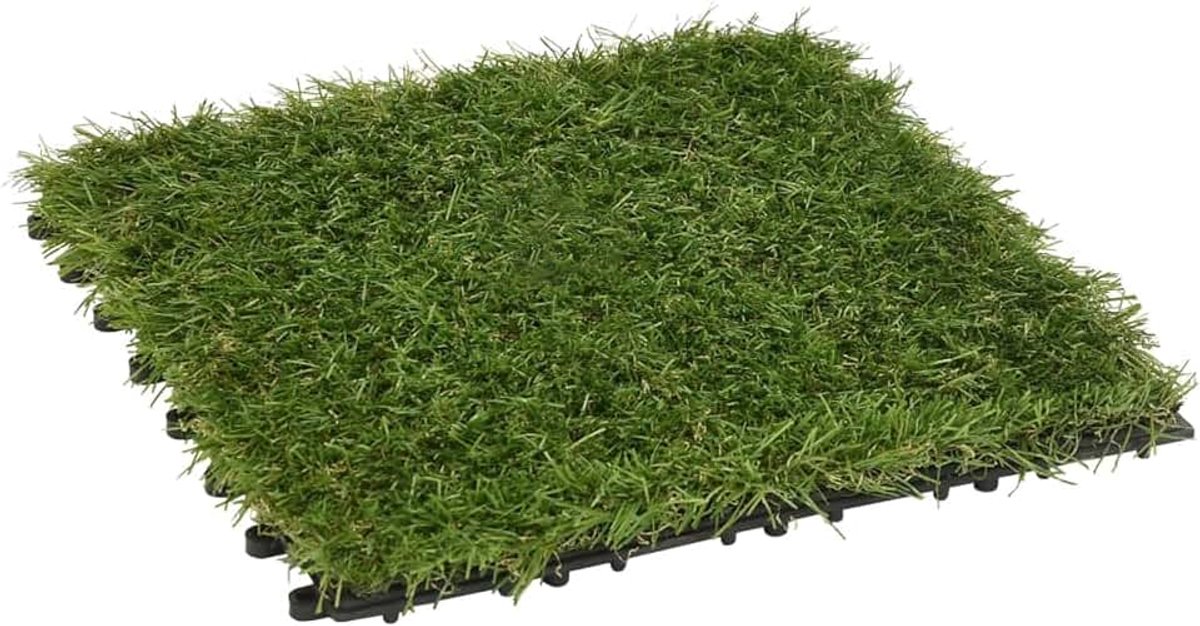 Kunstgras tegels 30x30 cm, groen, polyethyleen, perfect voor onderhoudsvrij gazon, voor tuin en terras