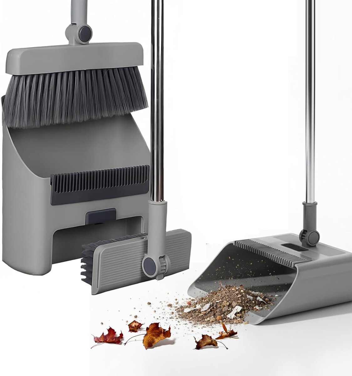 3-In-1 Stoffer En Blik Sets - Vloerborstel Staande Bezem En Stoffer Set - Bezem En Stoffer Set Met Lange Steel