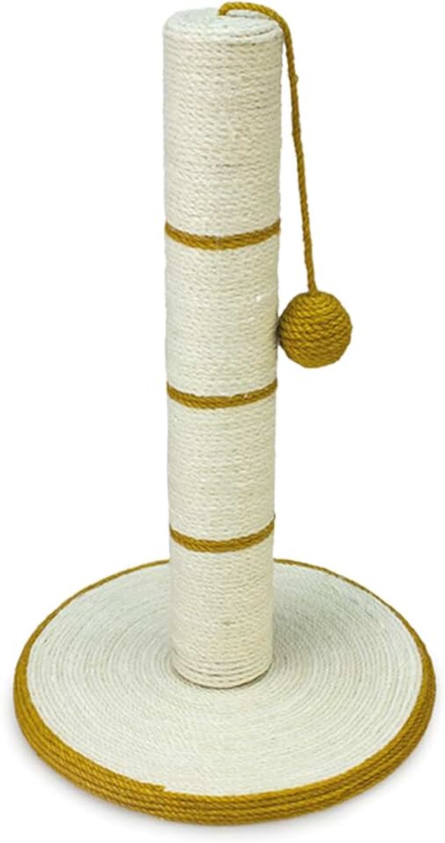 Paalkrabber voor katten met bal - Cat Stratches - Cat Scratch - Scherp katten voor katten - wit en goud - 30 x 30 x 46 cm - kattenspeelgoed