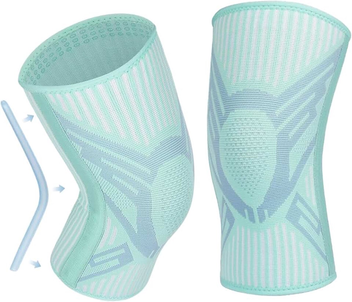 Kniebandage, 2 stuks gecomprimeerde kniebandage, antislip kniebrace met zijstabilisatoren, compressiebandage voor hardlopen, joggen, hardlopen, meniscusscheuren, artritis, gewrichtspijn, ACL
