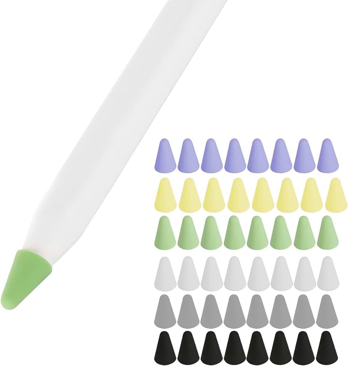 48 stuks siliconen stiftdoppen, compatibel met A Pencil 1 & 2, ultradun, penpunt, reservepunt, 6 kleuren