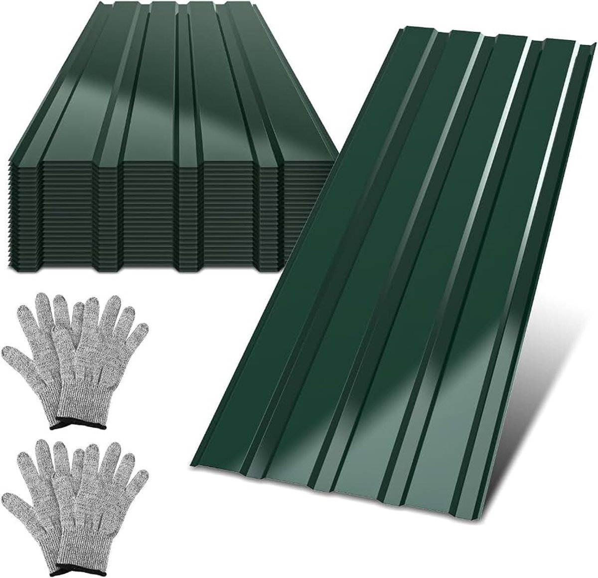 Trapeziumplaat voor dak, set van 24 (115 x 45 cm) / 12 m², dakplaten van verzinkt staal, dikte 0,25 mm, voor garage, carport, tuinhuis, groen