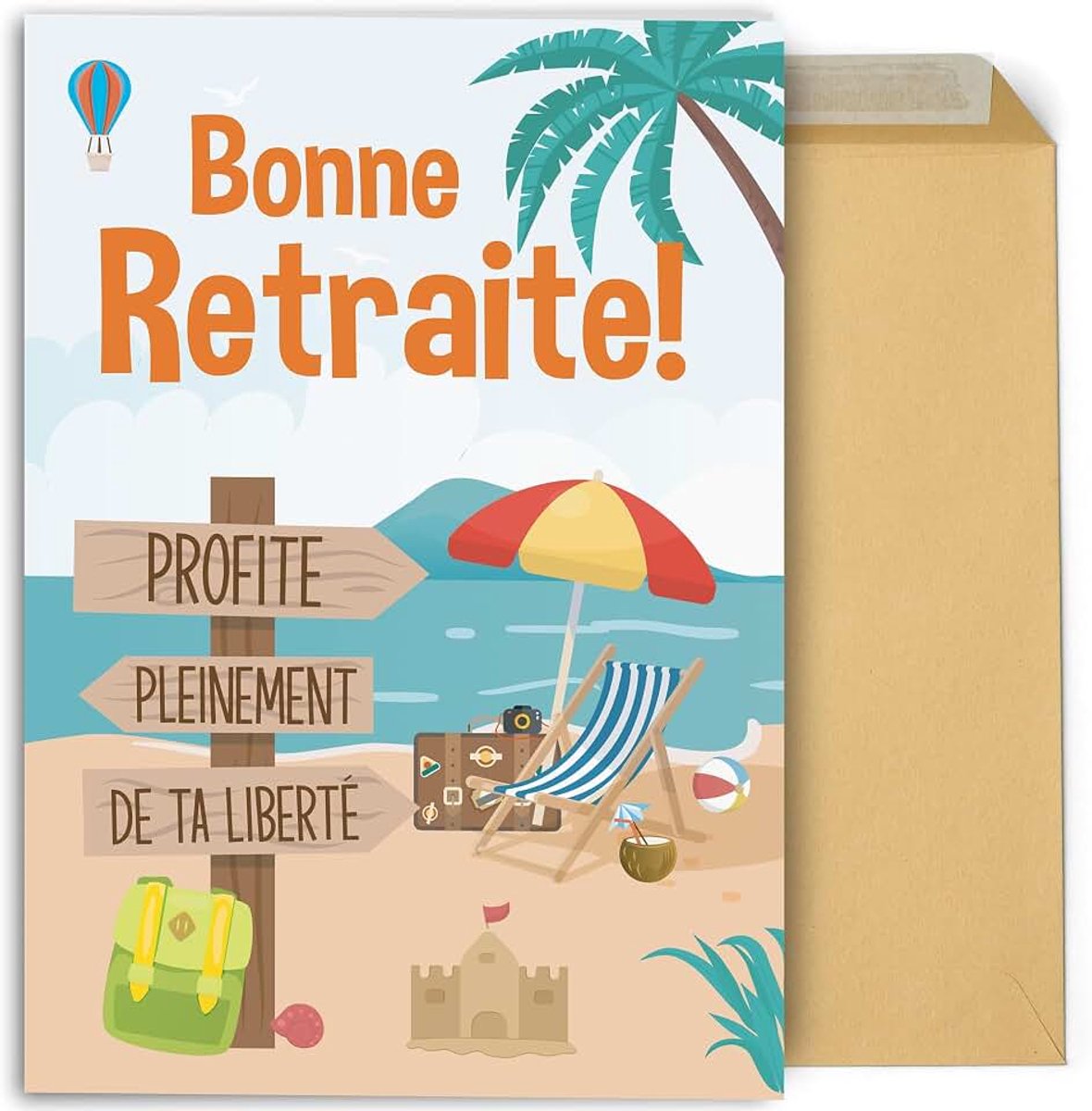 Carte Joyeuse Retraite 42x30 cm ouverte. Grande carte de signatures – Cadeau original pour collègues, hommes ou femmes (Retraite)