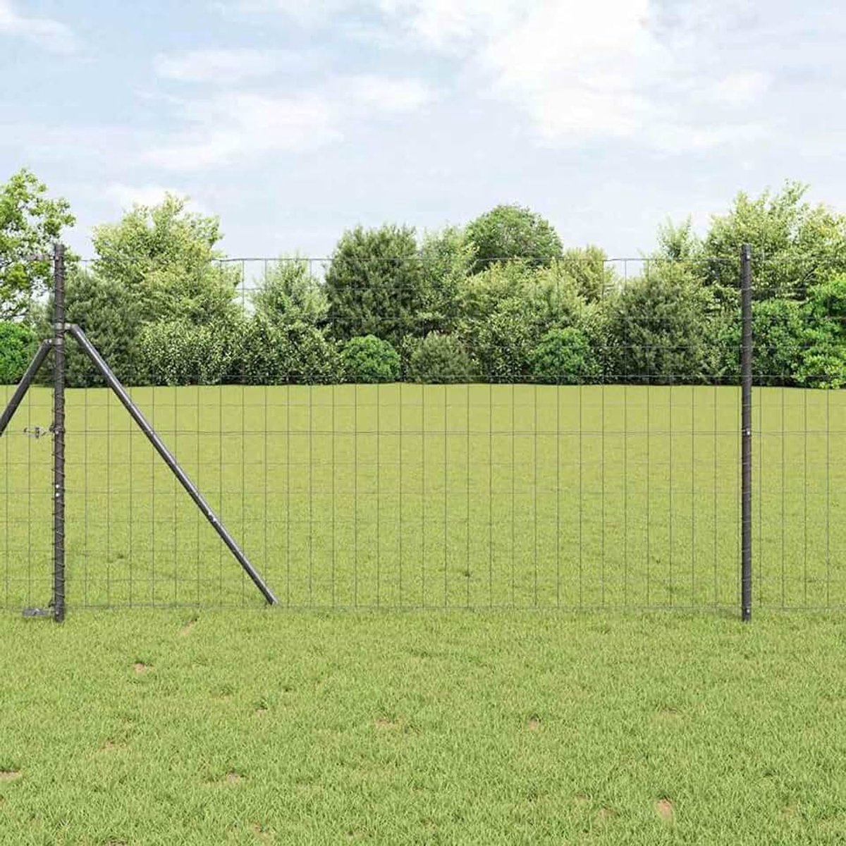 Euro omheining grijs 1x25 m staal, gaashek voor tuinhekken landbouw wilgennetten kippendraad 42004541