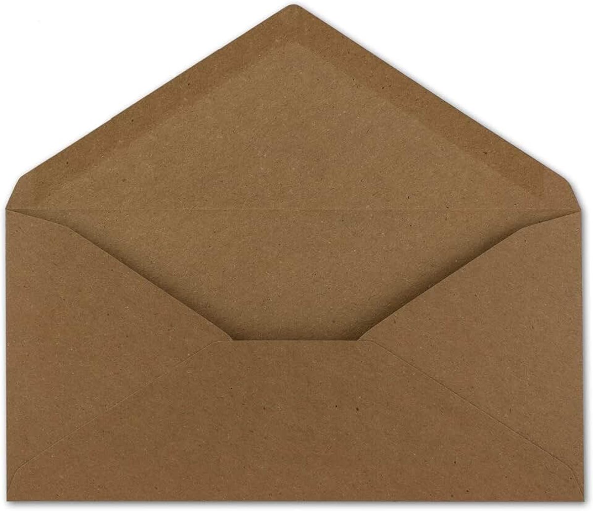 75 enveloppen DIN lang kraftpapier bruin 22 x 11 cm - 120 g/m² nat lijmen postenveloppen zonder venster, ideaal voor Kerstmis, wenskaarten, uitnodigingen van je Glüxx-Agent