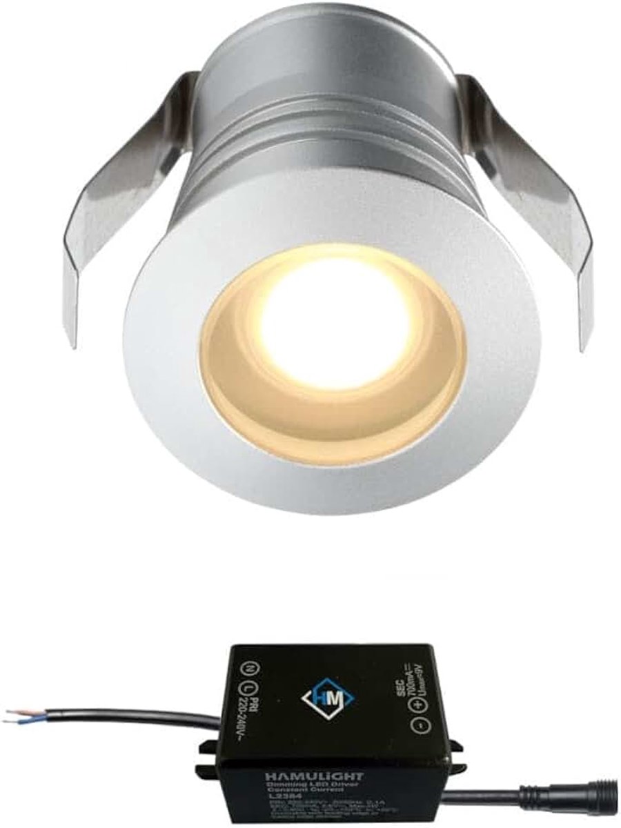 Inbouwspot Burgos alu in | 3W - dimbaar - rond - 230V - lage inbouw - IP65 - warmwit | inbouwlampen - inbouwspots - downlights - plafondspots - spots