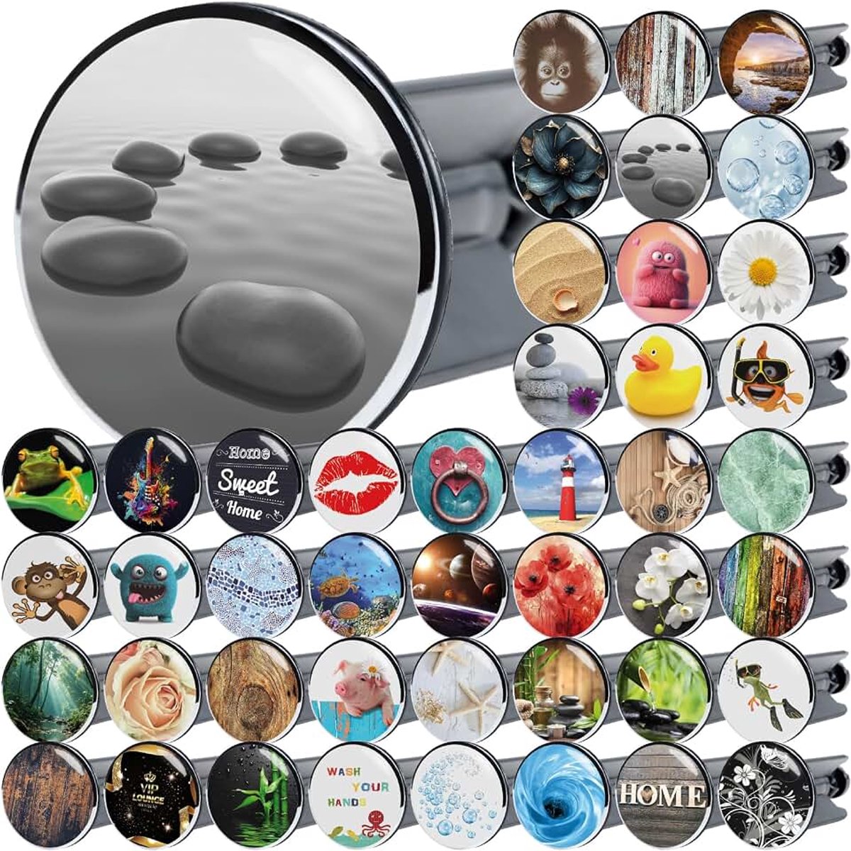 Stopper Black Stones, vele mooie wastafel stopper om uit te kiezen, hoogwaardige kwaliteit ✶✶✶✶✶