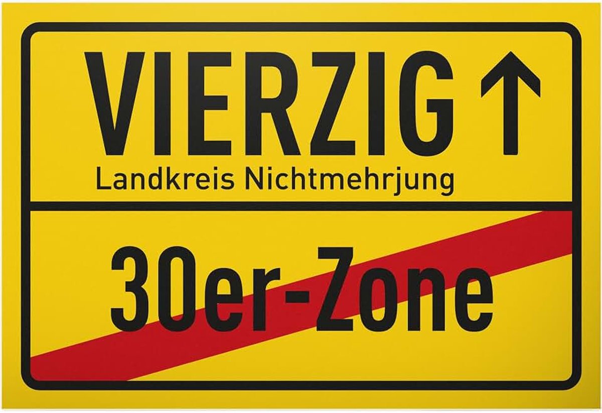 Veertig plaatsnaambord - bord 30 x 20 cm - 40 jaar mannen en vrouwen verjaardagscadeau 40s cadeau 40e verjaardag - verjaardagsdecoratie feestdecoratie cadeau-idee verjaardagskaart