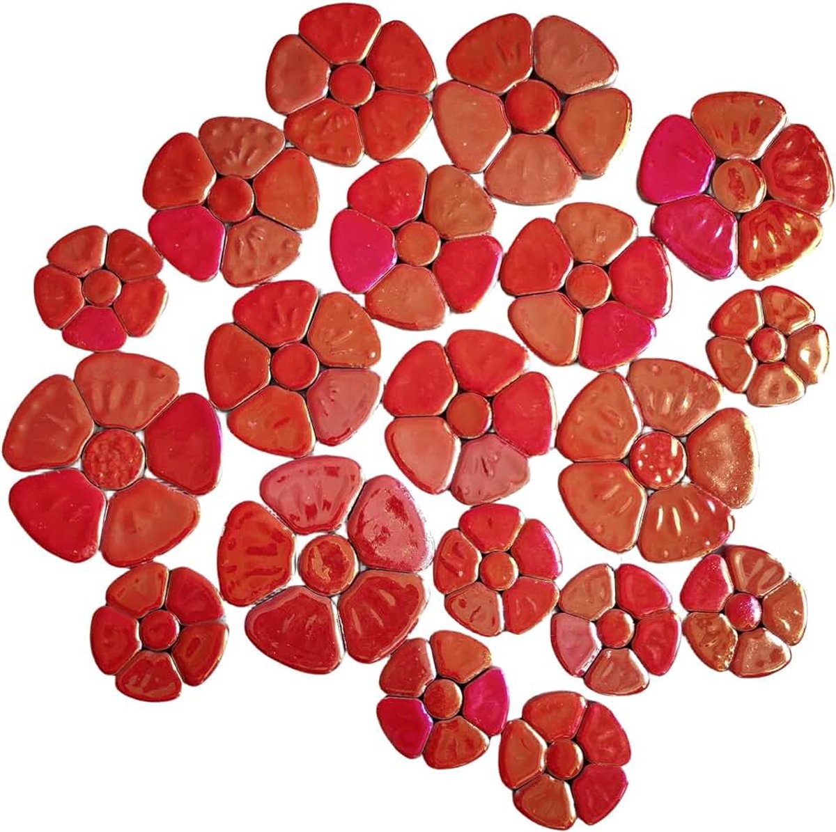 500 g willekeurige glinsterende bloem keramische mozaïektegels voor doe-het-zelf handwerk, 3 maten bloemen mozaïekstukken voor kunstwerk, fotolijsten, kopjes, bloempotten, vazen, stapstenen maken