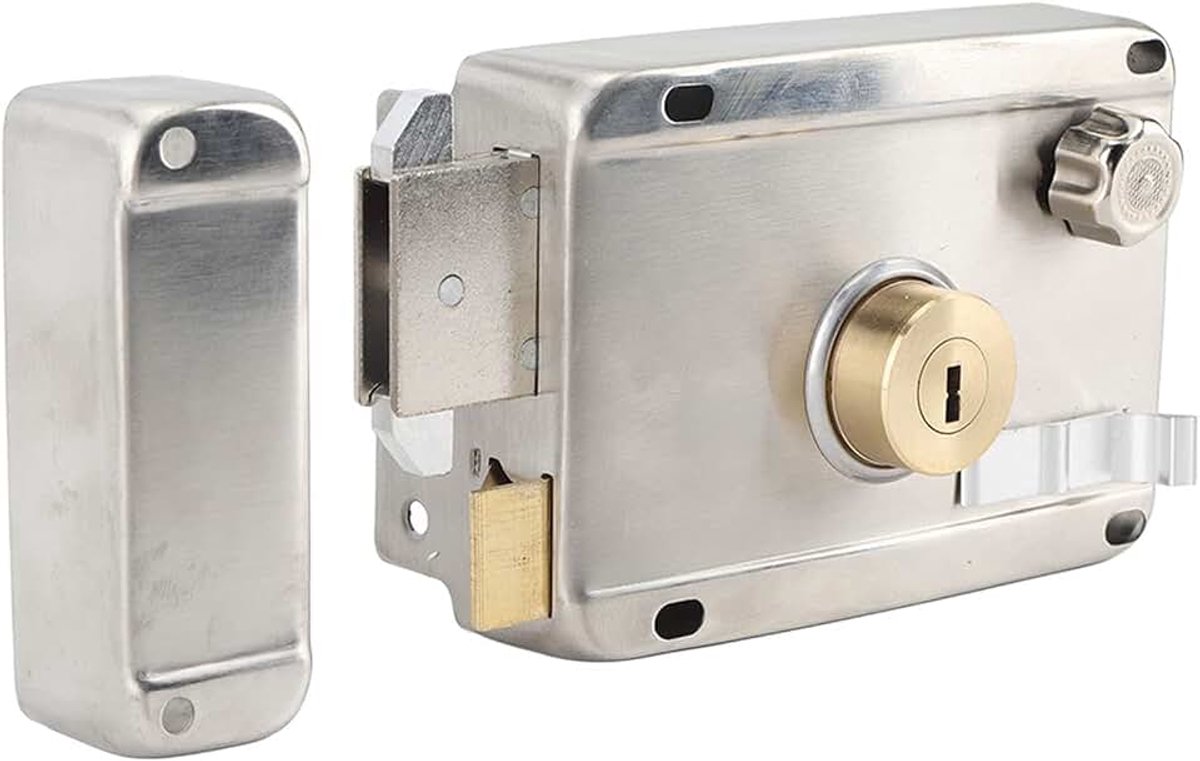 Mechanisch Antidiefstalslot, Zilver Roestvrij Staal Exterieur Poortslot Verticale Spiebaan Cilinder Nachtschootslot voor Deur