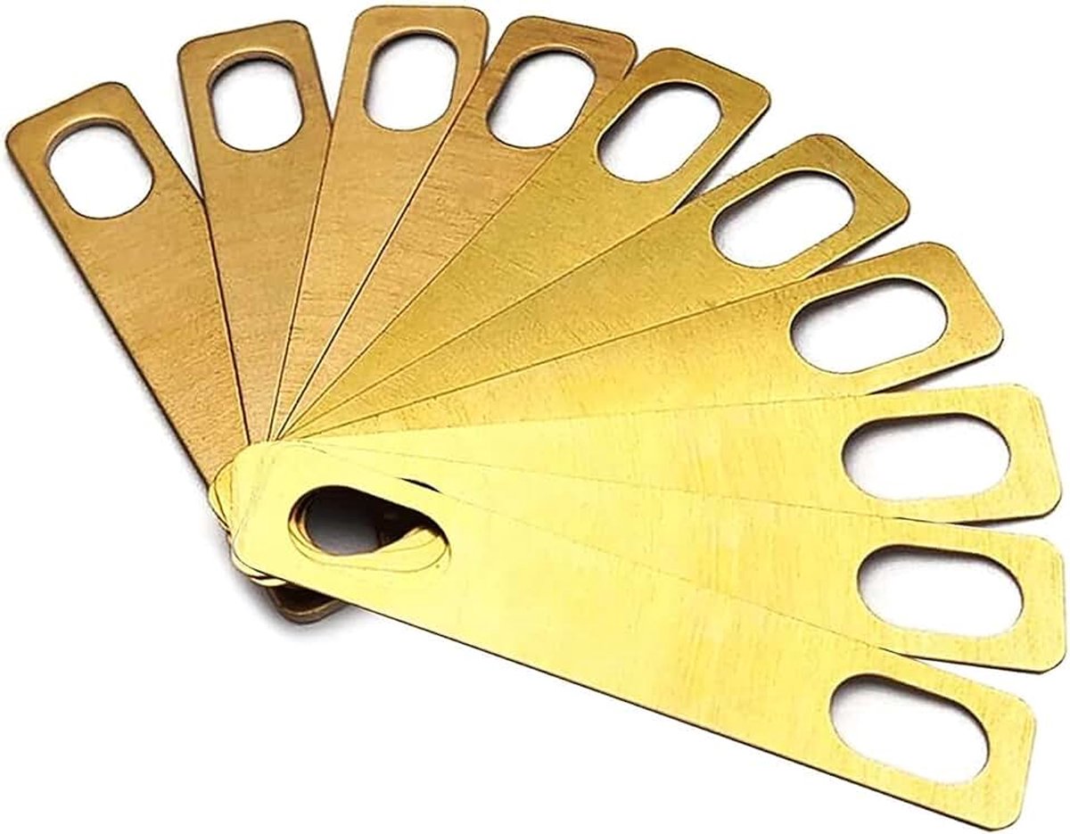 10 STKS Gitaar Hals Shims 4x 0.2mm, 4x 0.5mm en 2x 1mm Dikte Messing Shims voor Gitaar & Bas Bolt-on Nek Reparatie,Goud