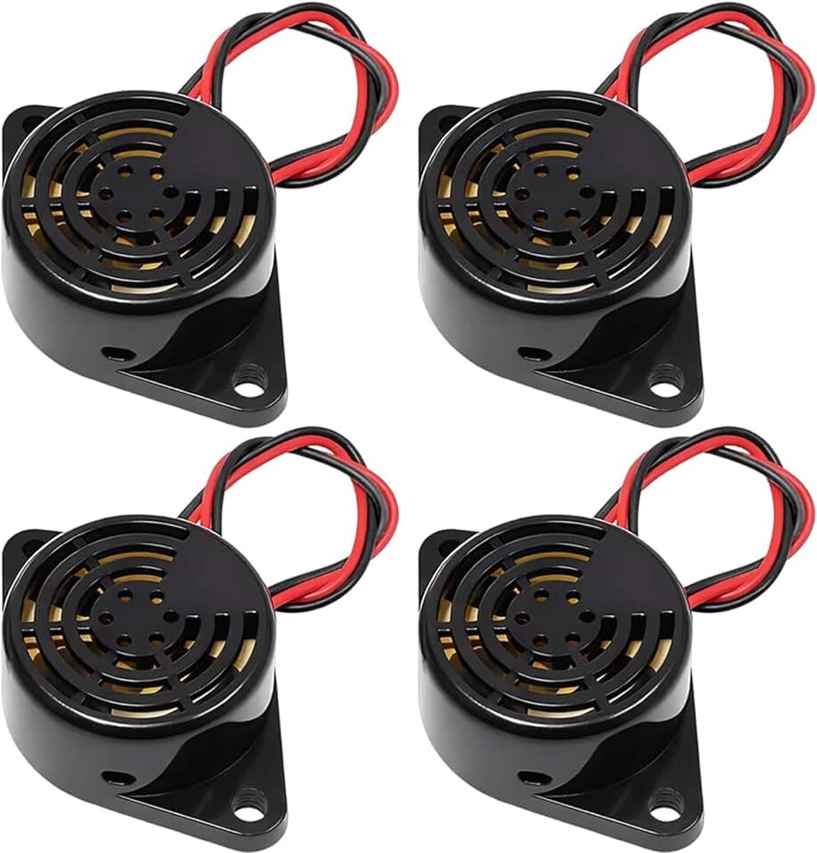Buzzer Elektronische zoemer, 4 stuks, Dc 3V-24V, compact en betrouwbaar, 100db actieve Piezo Summer Ringer permanente toon voor industrieel alarmsysteem, voertuigbeveiligingssystemen