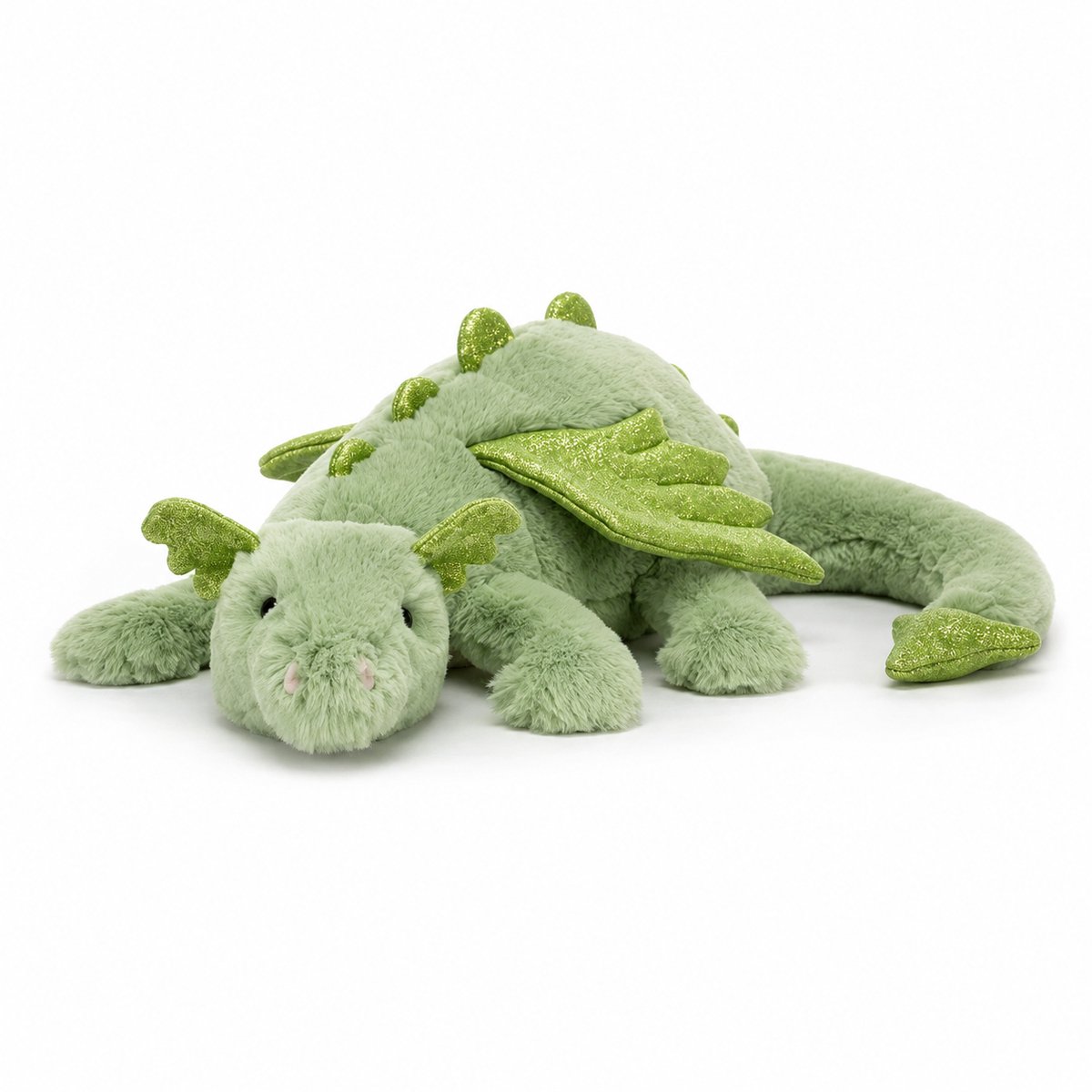 Casalora Pluche Knuffel – Draakkussen Drake Knuffel met Glitter Vleugels – 70 cm – Sknuffel Dino Speelgoed – Groen
