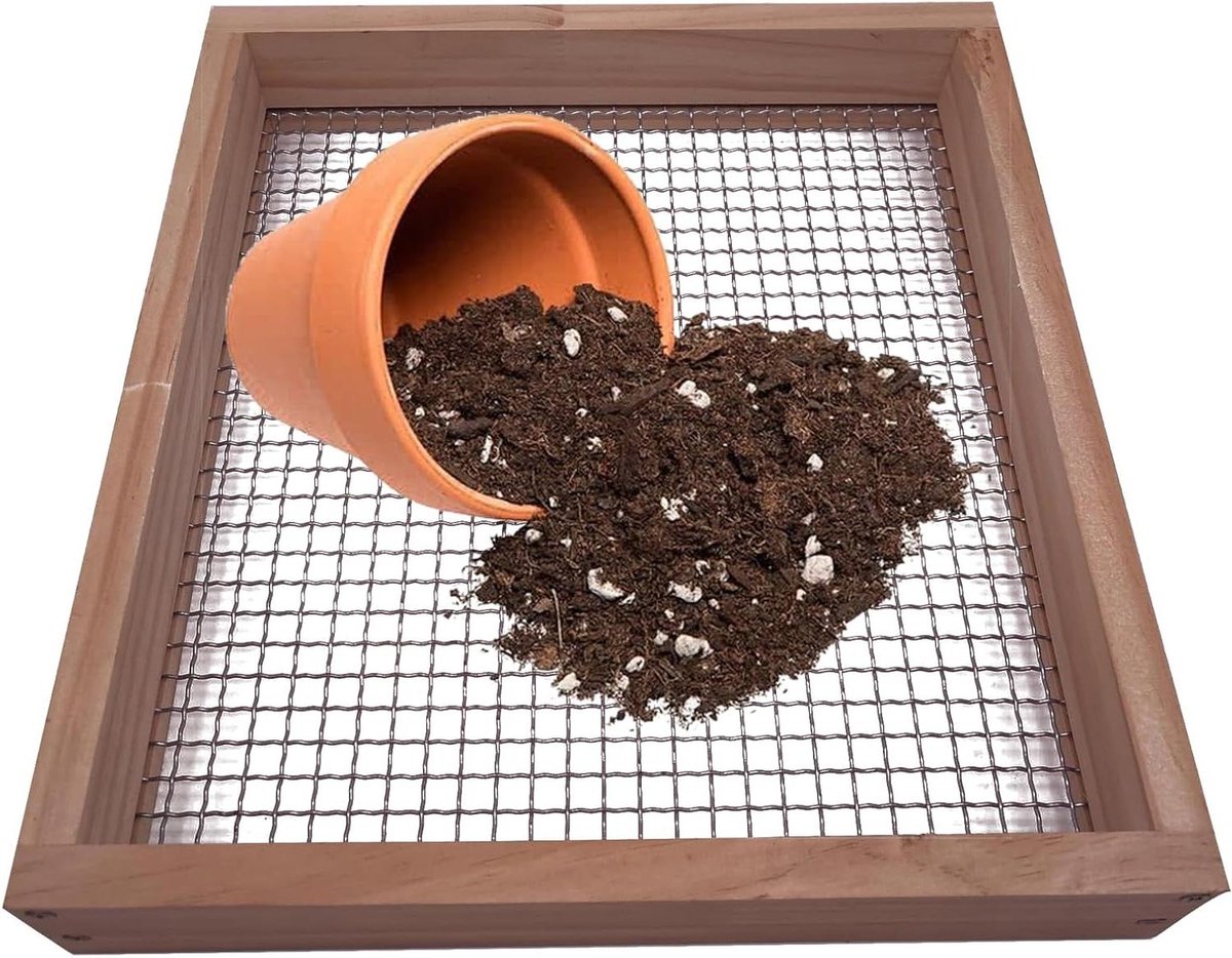 Houten Compostzeef - Bodemzeef Tuin - Compost Zeven - Stevige Houten Structuur - 36 x 30 x 6 cm