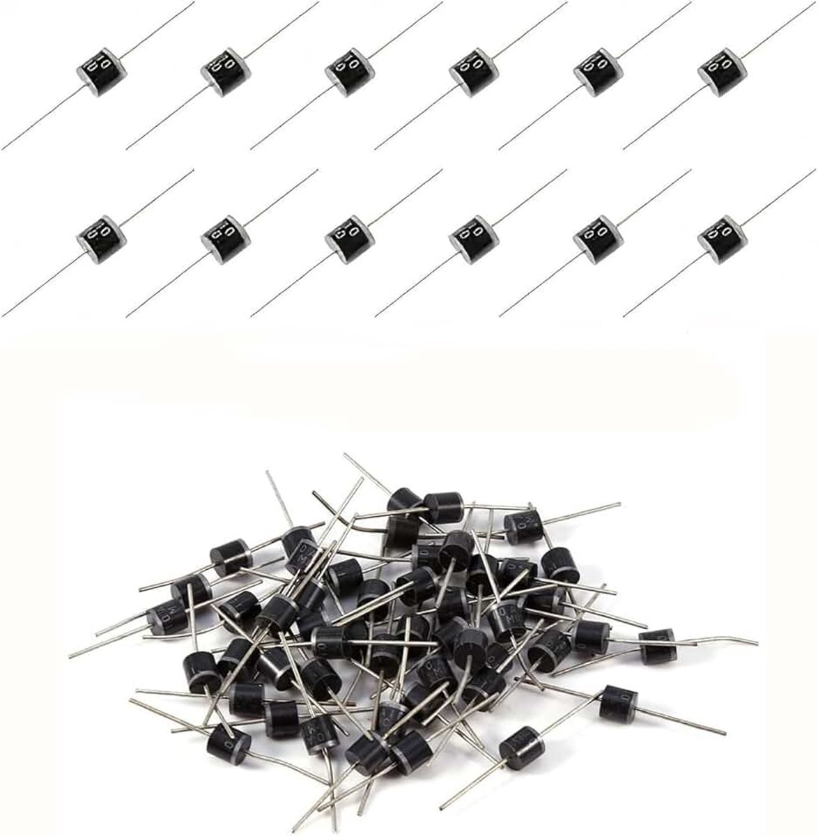 30 stuks gelijkrichterdiodes 10A10, hoogspanning Schottky diode siliciumdiode 1000V, blokkeerdiode diode 10A voor doe-het-zelf elektronische projecten, voedingbouw, wisselstroomgelijkstelling