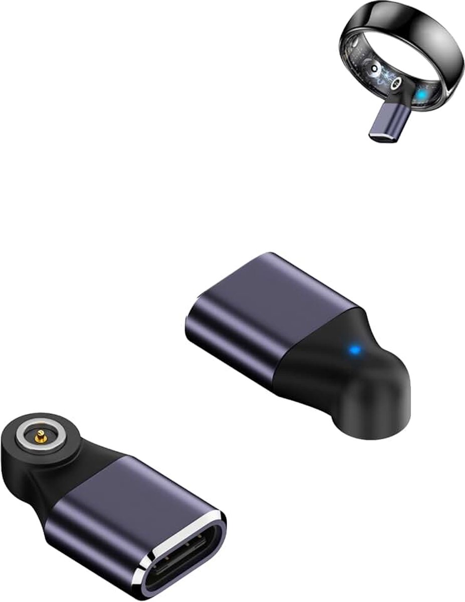 (2 stuks) laadadapters voor Smartring, stabiele magnetische USB-C laadadapter compatibel met Smartring, lila