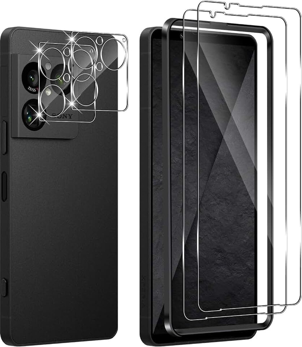 Holilo voor Sony Xperia 1 VIII/Xperia X1 VIII voor pantserglas beschermfolie en camera beschermfolie -2 + 2 stuks, 9H hardheid anti-kras anti-bubbels pantserfolie beschermfolie displaybeschermfolie