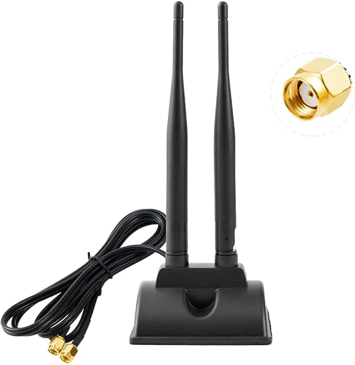 2.4G /5G/ 5.8G Dubbele Frequentie WiFi Antenne MIMO Omnidirectionele Signaalversterker Magnetische Basis 6dBi RP-SMA Adapter 1.2M 3.9ft voor PCIE Netwerk Wifi Kaart Router Externe Antenne