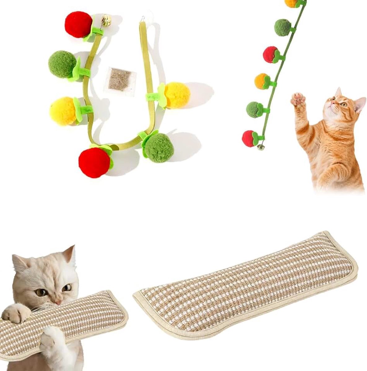 Kattenspeelgoed in de vorm van een sisal kussen, interactief kattenspeelgoed, voor indoor kitten, om te spelen en te kauwen
