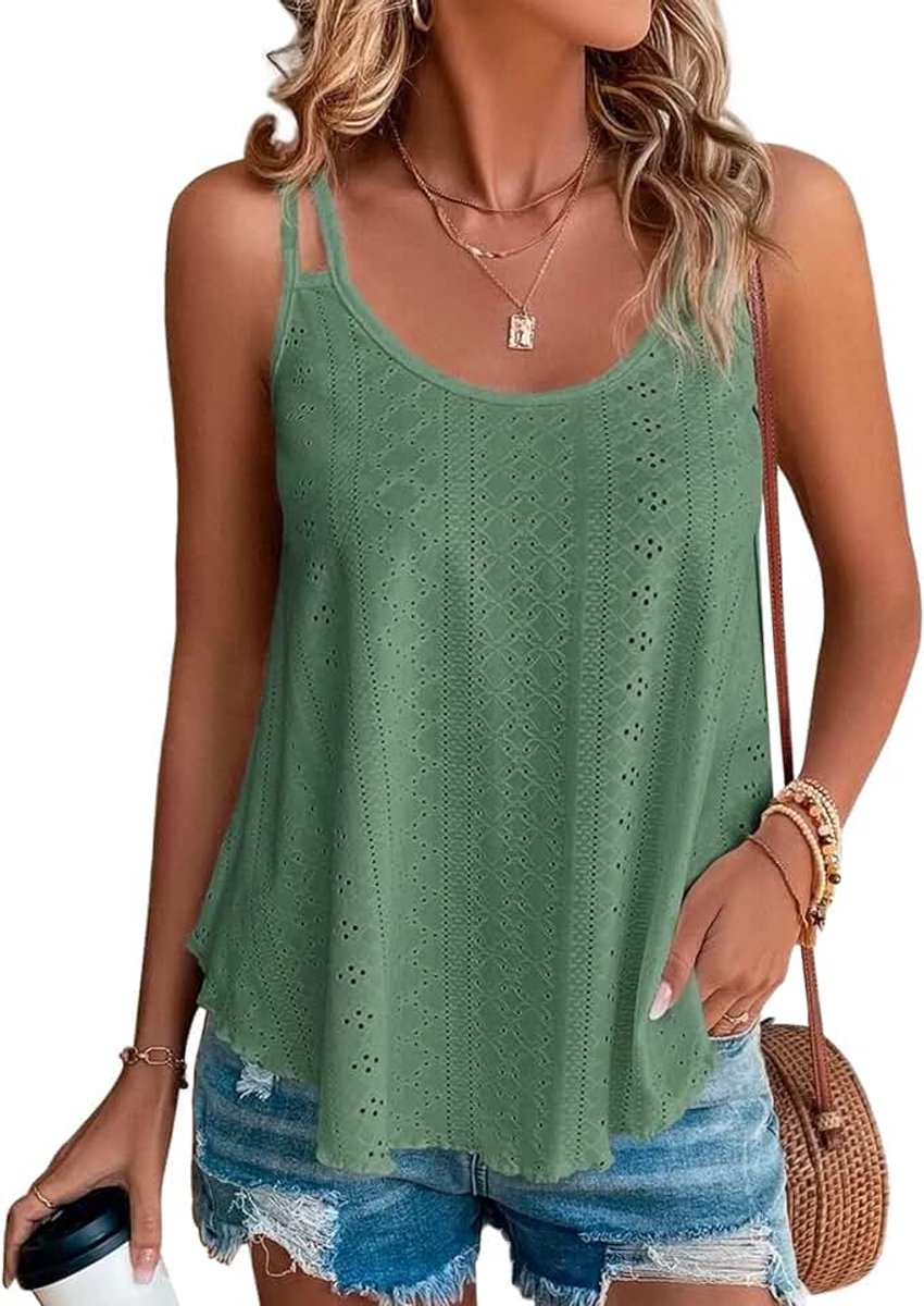 Tanktop, sexy zomertop voor dames, mouwloos T-shirt, spaghetti cami bovenstuk, zomermode, shirt met ronde hals, blouses, basic tops